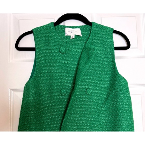 Pomander Place Green Tweed Sleeveless Double Breasted‎ Mini Dress XS - Picture 3 of 10